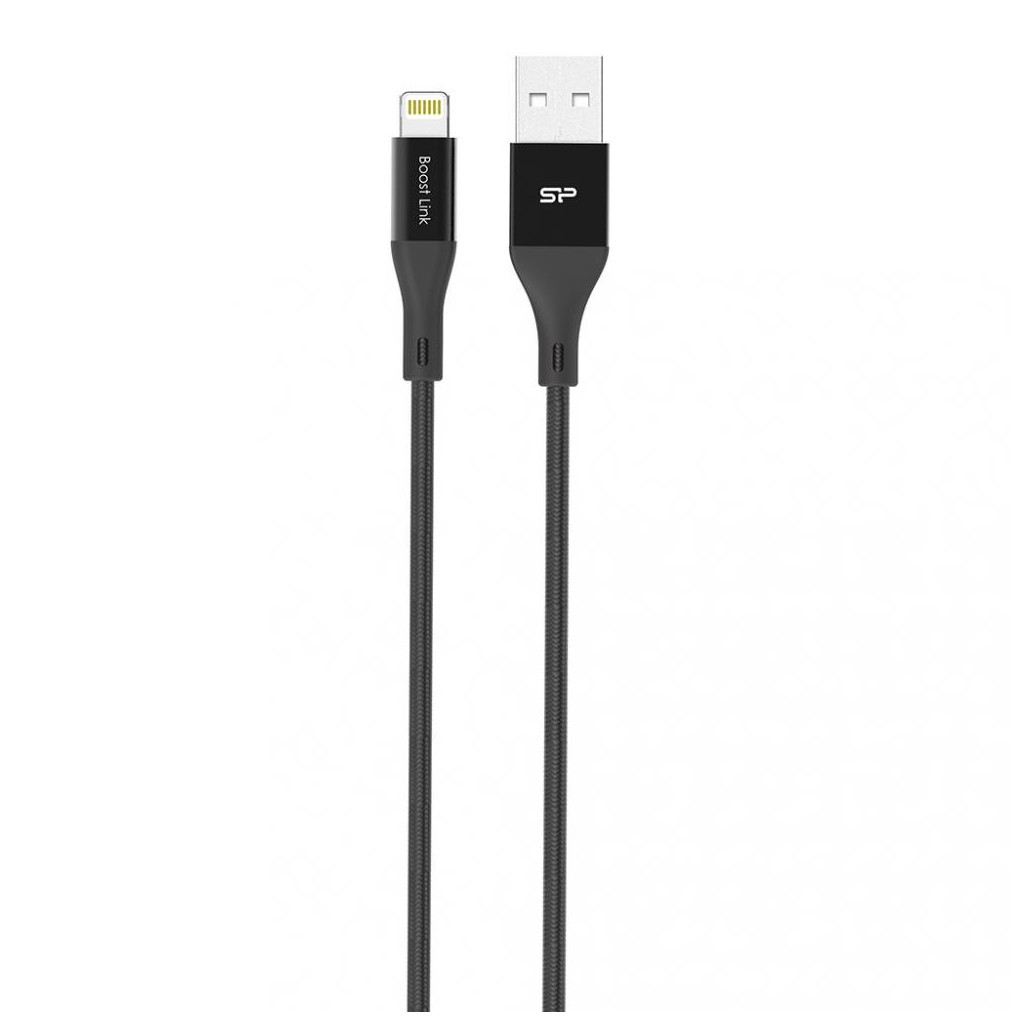 Дата кабель USB 2.0 AM to Lightning 1.0m Black/Nylon Silicon Power (SP1M0ASYLK30AL1K)