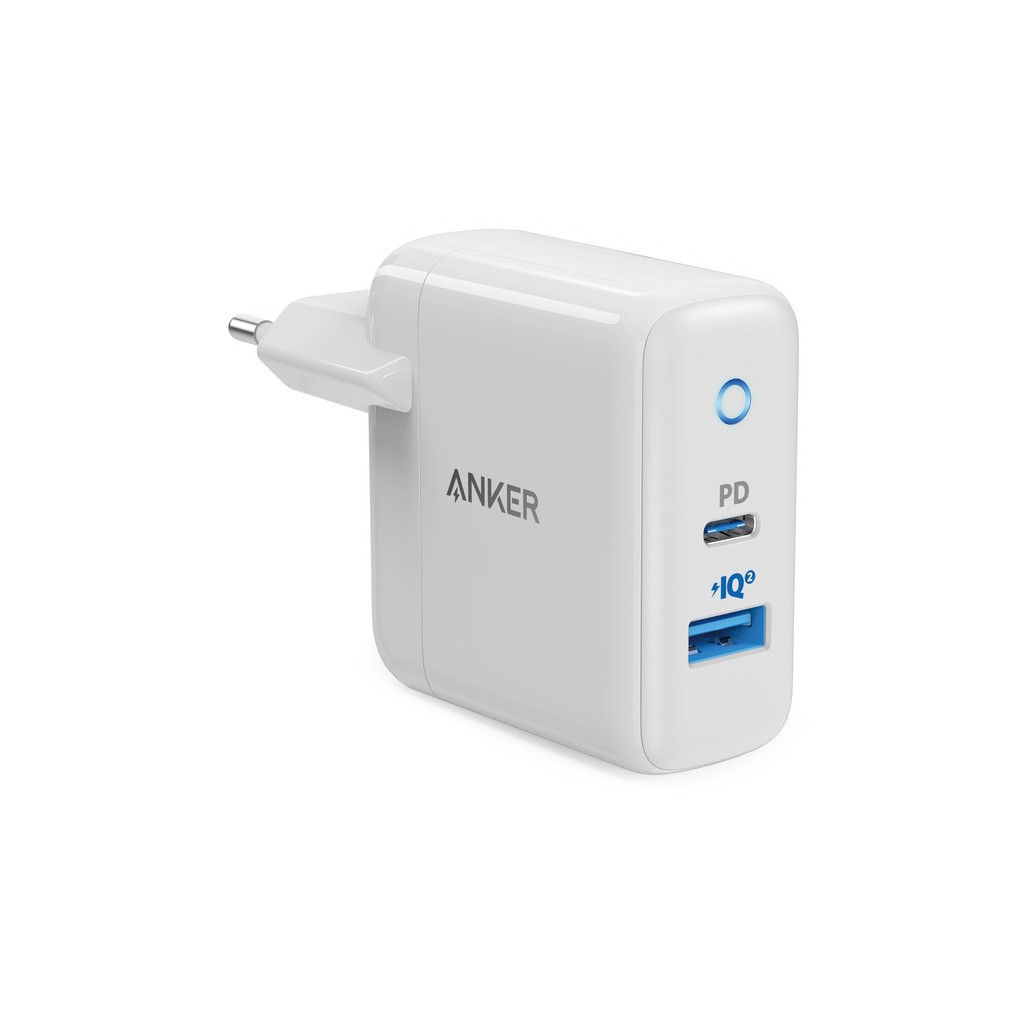 Зарядний пристрій Anker PowerPort PD+ 2 - 33W 1xPD & 1xPIQ 2.0 (White) (A2626GD1)