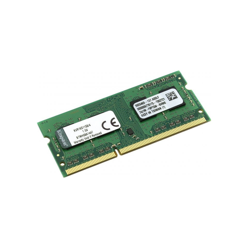 Модуль пам'яті для ноутбука SoDIMM DDR3 4GB 1600 MHz Kingston (KVR16S11S8/4WP)