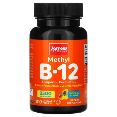 Вітамін Jarrow Formulas Метил B-12 2500 мкг, тропічний смак, Methyl B-12, 100 жуваль (JRW-18016)