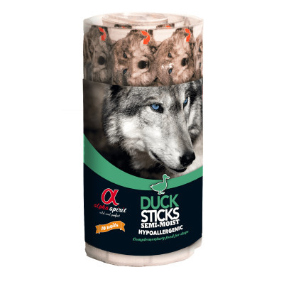 Ласощі для собак Alpha Spirit DOG Sticks Duck напіввологі з качки, палички 160 г (8437013576987)