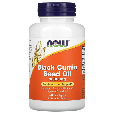 Трави Now Foods Олія насіння чорного кмину, 1000 мг, Black Cumin Seed Oil, 60 гелевих (NOW-01711)