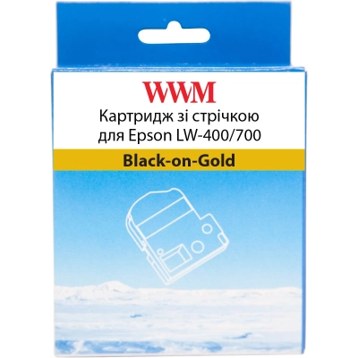 Стрічка для принтера етикеток WWM для Epson LW-400/700 18mm х 8m Black-on-Gold (WWM-SM18Z)