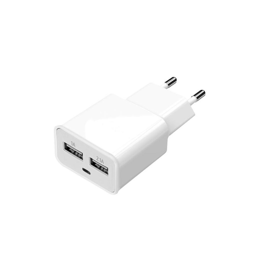 Зарядний пристрій Florence 2*USB, 2.0A + cable Lightning white (FW-2U020W-L)