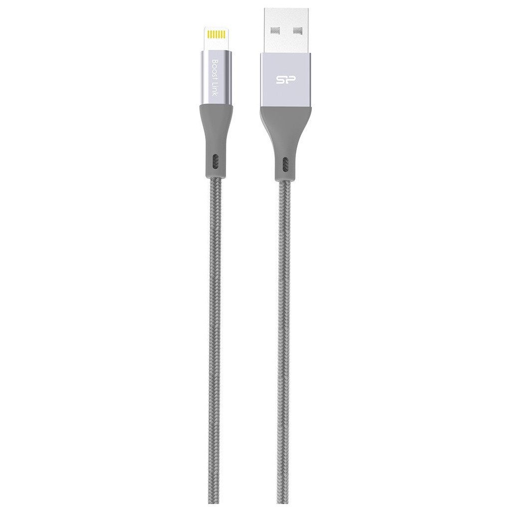 Дата кабель USB 2.0 AM to Lightning 1.0m Gray/Nylon Silicon Power (SP1M0ASYLK30AL1G)