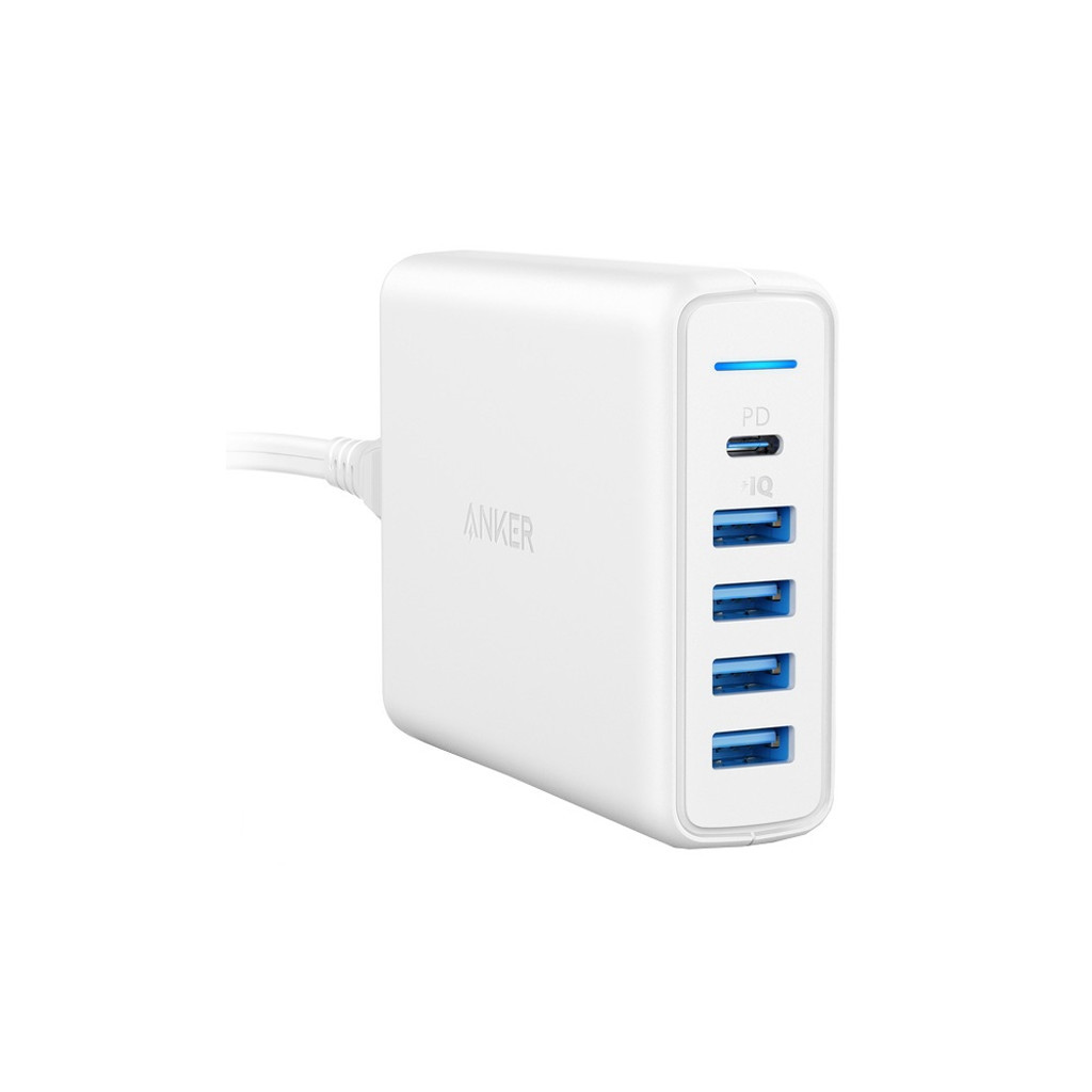 Зарядний пристрій Anker PowerPort Speed PD 5 - 60W 1xPD & 4xPIQ (White) (A2056L21)