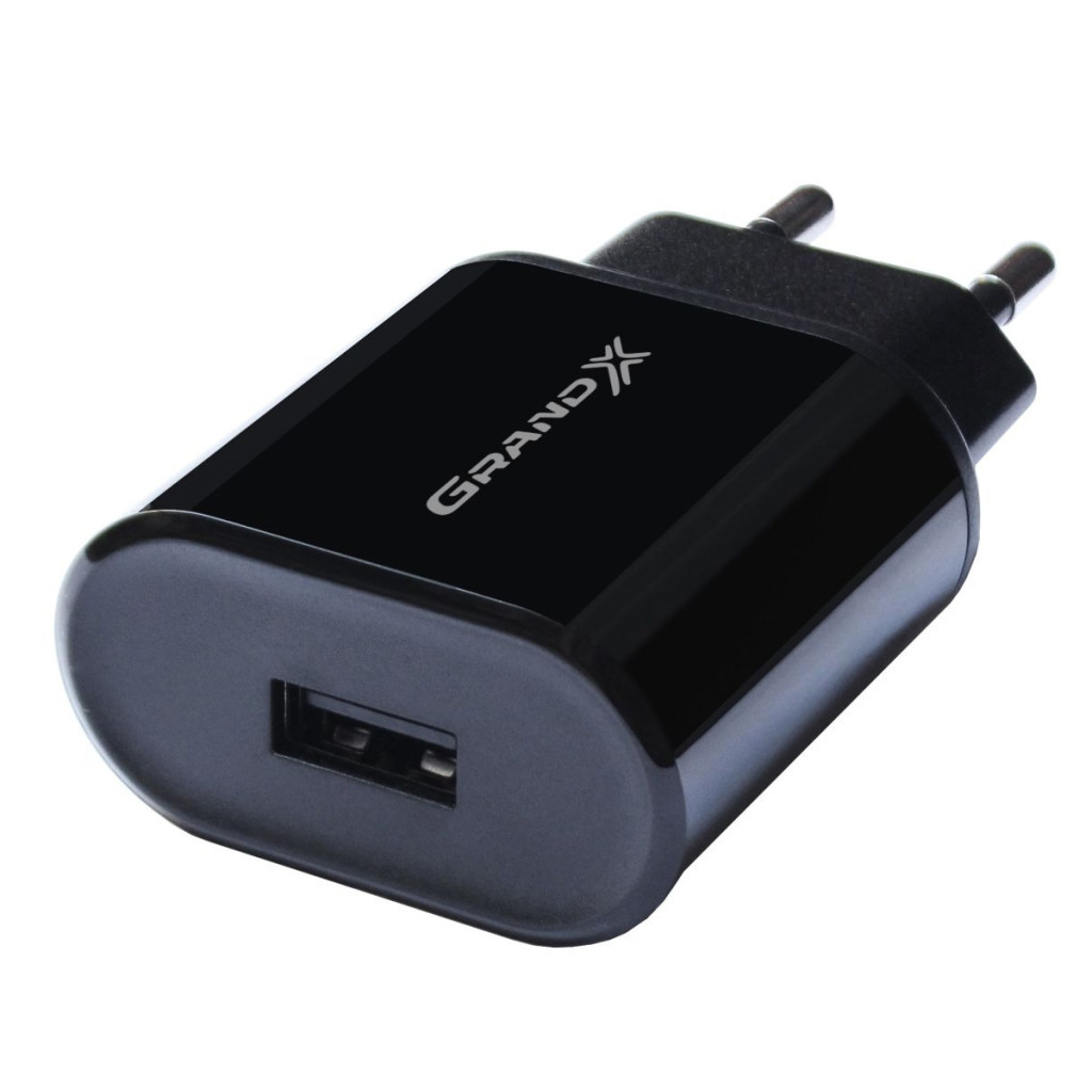 Зарядний пристрій Grand-X CH-55T 5V 2,4A USB Black + cable USB -> Type C, Cu, 4A, TPE (CH-55T)