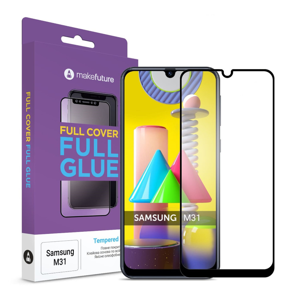 Скло захисне MakeFuture Samsung M31 Full Cover Full Glue (MGF-SM31)