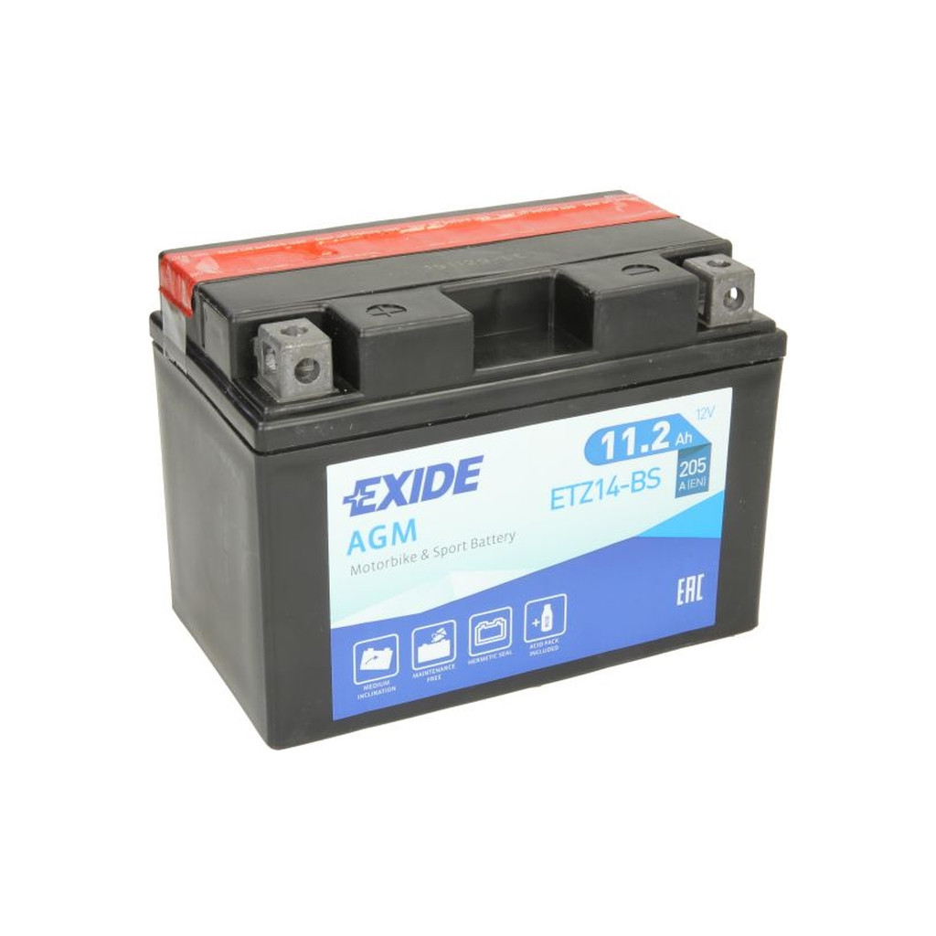 Акумулятор автомобільний EXIDE AGM 11,2Ah (+/-) (205EN) (ETZ14-BS)