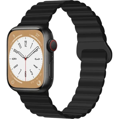 Ремінець до смарт-годинника Drobak Silicone Magnetic Link для Apple Watch All Series Ultra 2 49/45/44/42mm Dark black (898929)