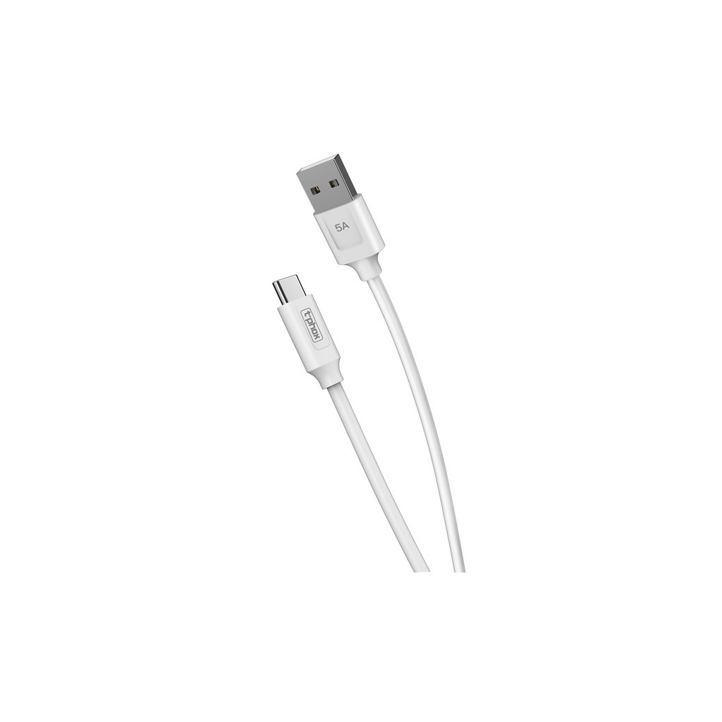 Дата кабель USB 2.0 AM to Type-C 1.0m Flash T-C824 5A SuperCharge White T-Phox (T-C824 White)