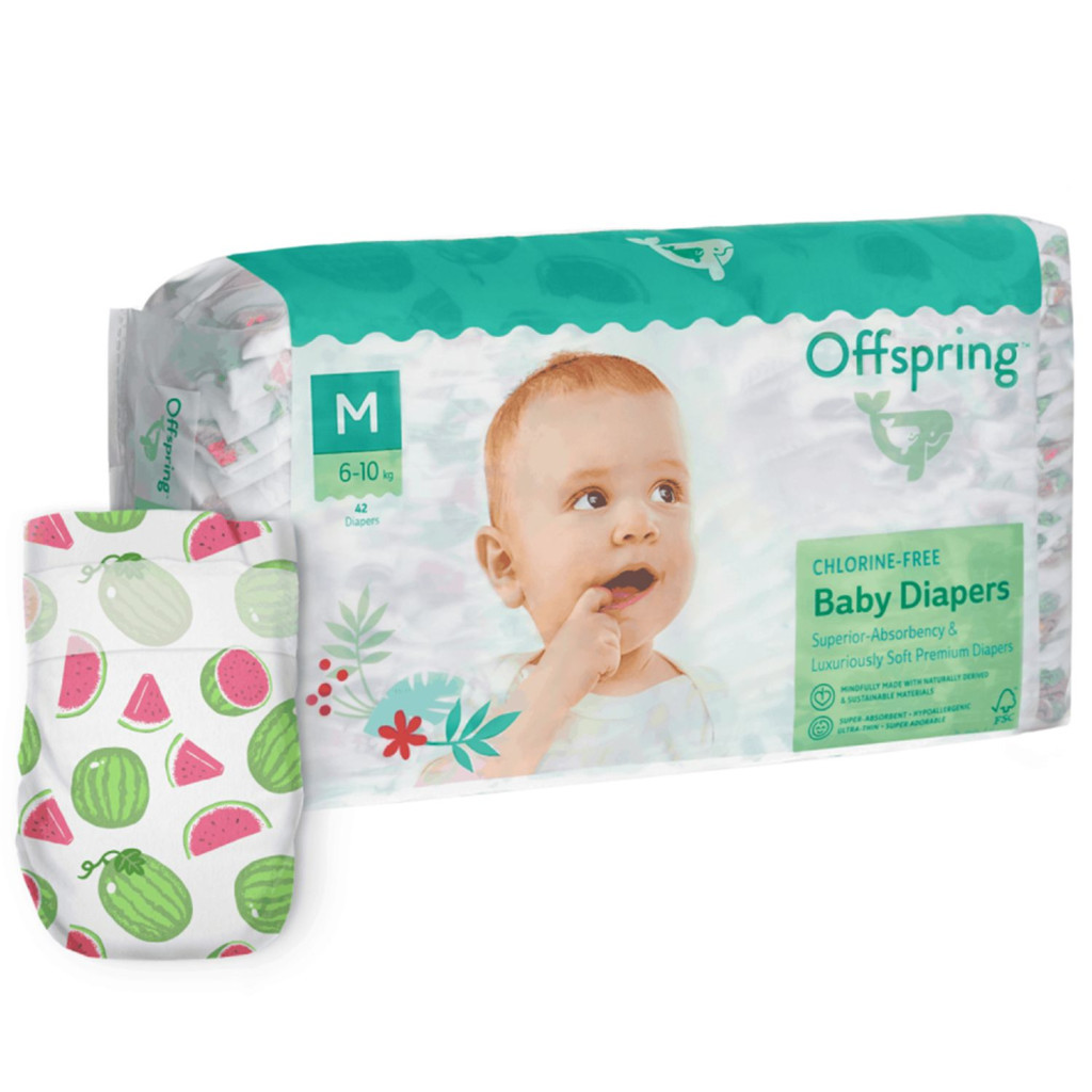 Підгузки Offspring Розмір M (6-10 кг) 42 шт, Кавун (9355465009213) (DP-OI-FAT-M42P-WML)