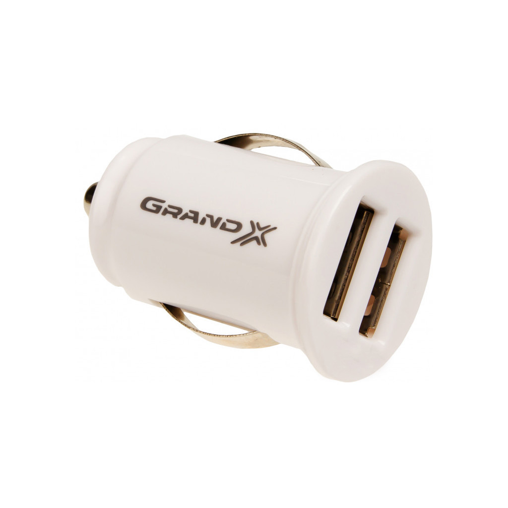 Зарядний пристрій Grand-X car 2.1A, 12-24V,2 USB 5V/2.1A + USB-micro USB 2,1A, 1m, Cu (CH02WC)