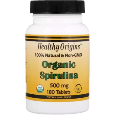 Трави Healthy Origins Органічна Спирулина, Organic Spirulina, 500 мг, 180 таблеток (HO88235)