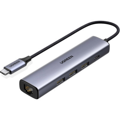 Концентратор Ugreen USB 3.0 Type-C to 3xUSB 3.0 + RJ45 1000M CM475 grey (20932)