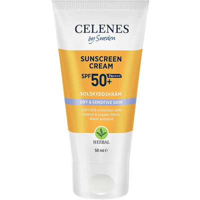 Засіб від засмаги Celenes Sunscreen Cream SPF50+ Dry & Sensitive Сонцезахисний крем для сухої та чутливої шкіри 50 мл (7350104249649)