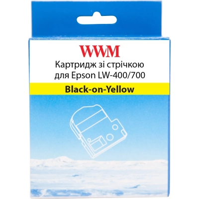 Стрічка для принтера етикеток WWM для Epson LW-400/700 18mm х 8m Black-on-Yellow (WWM-SC18Y)