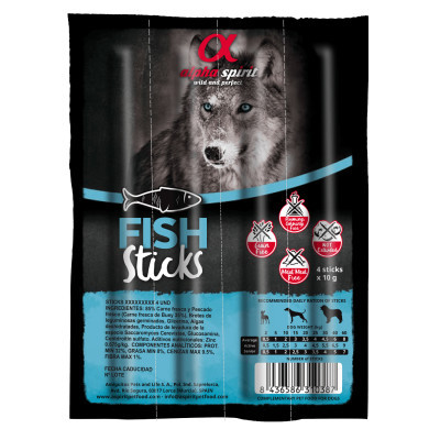 Ласощі для собак Alpha Spirit DOG Sticks Fish напіввологі з риби, палички 40 г (8437013576925)