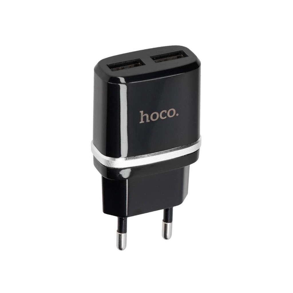 Зарядний пристрій Hoco C12 2*USB, 2.4A, Black (65596)