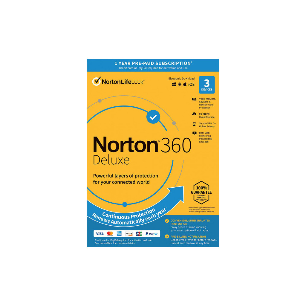 Антивірус Norton by Symantec NORTON 360 DELUXE 25GB 1 USER 3 DEVICE 12M (21409592)