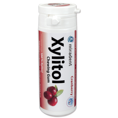 Жувальні гумки з ксилітом Miradent Xylitol Chewing Gum Cranberry журавлина 30 шт. (630090)