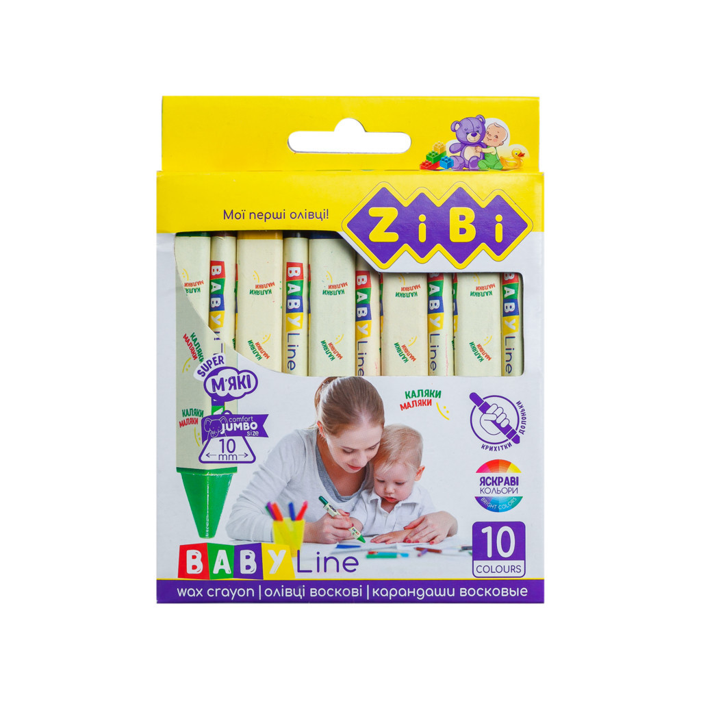 Олівці кольорові ZiBi Baby line Jumbo воскові трикутні 10 шт (ZB.2482)