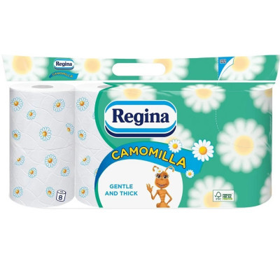 Туалетний папір Regina Camomile FSC Ромашка 18 м 150 відривів 3 шари 8 рулонів (8004260438506)