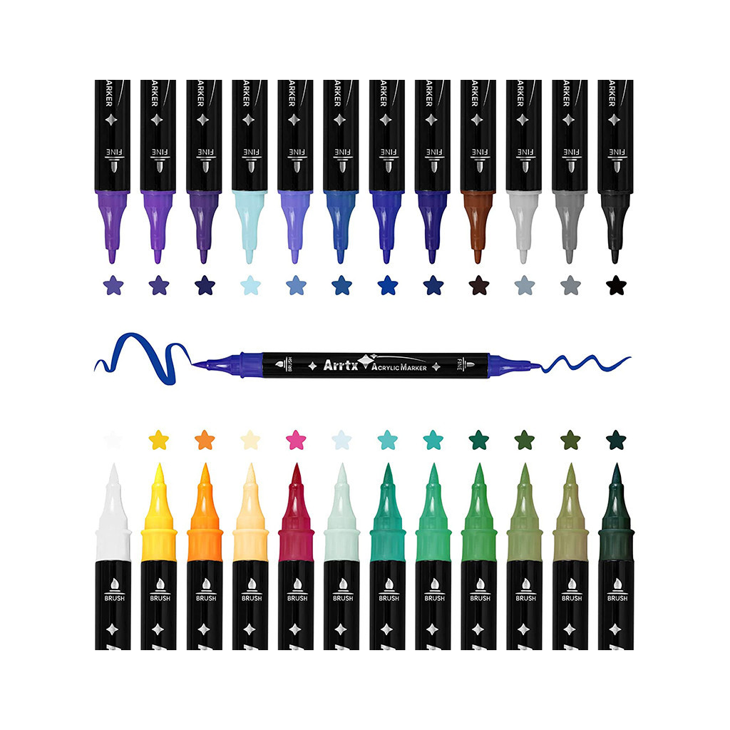 Художній маркер Arrtx акрилові AACM-03-24B, 24 кольори (LC303304)