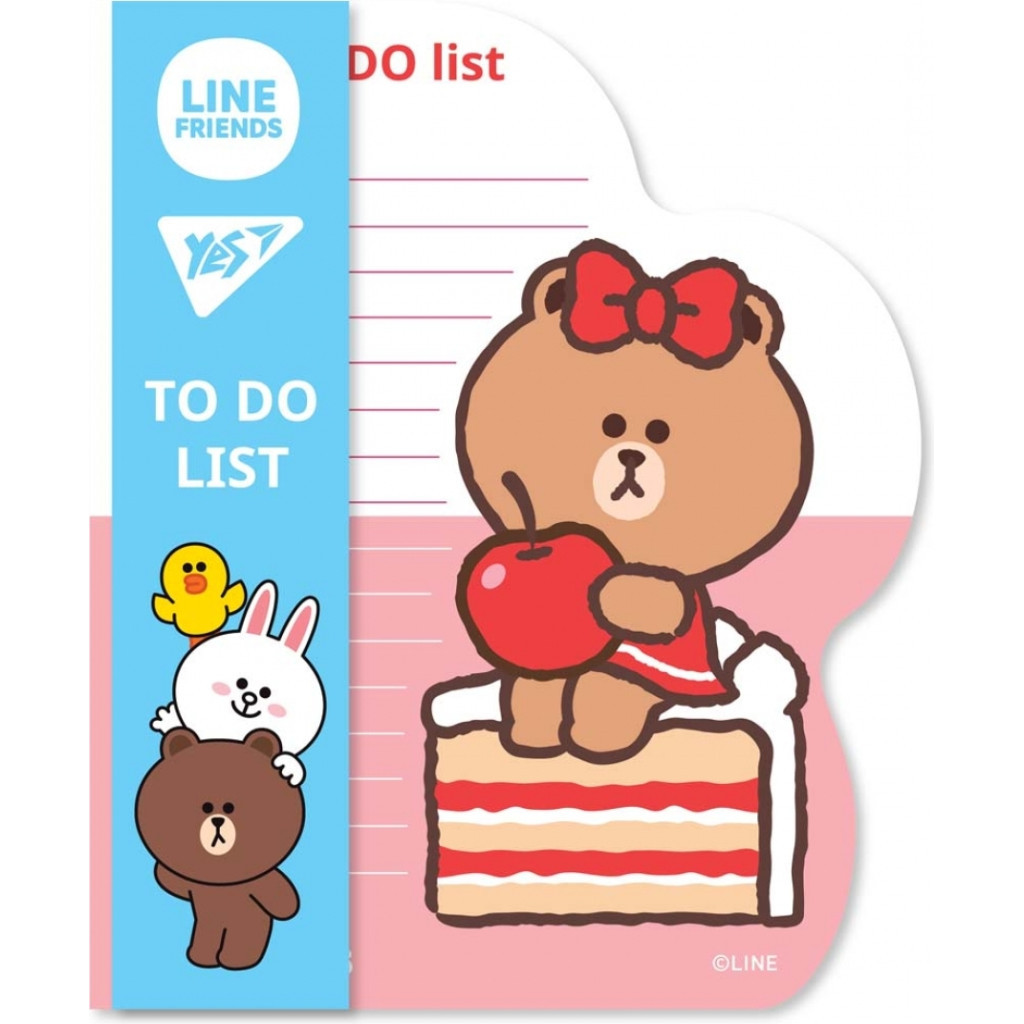 Папір для нотаток Yes To Do Line Friends girl планшет з магнітом, блок 52 аркуша (170326)