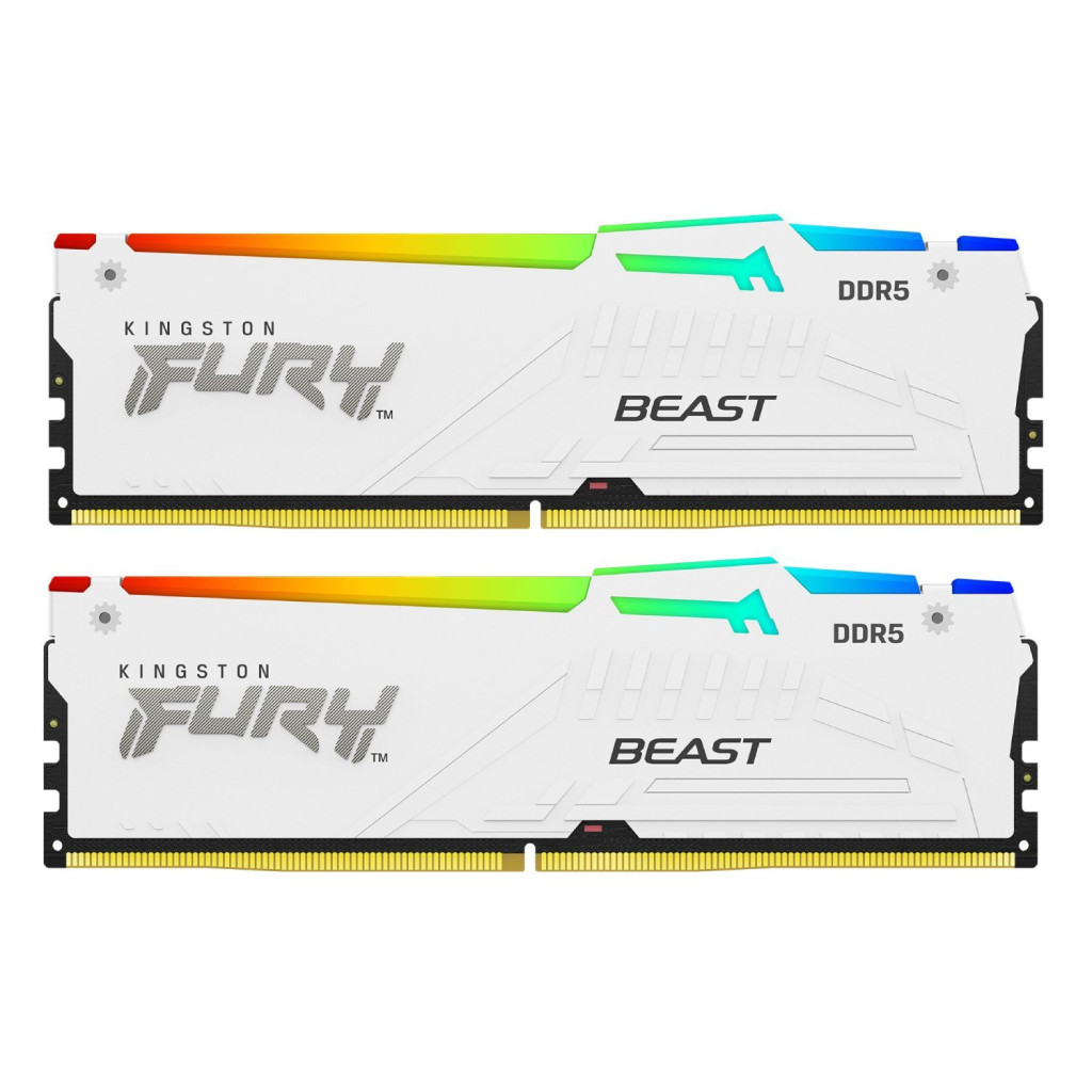 Модуль пам'яті для комп'ютера DDR5 32GB (2x16GB) 6000 MHz Beast White RGB Kingston Fury (ex.HyperX) (KF560C36BWEAK2-32)