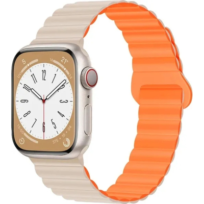 Ремінець до смарт-годинника Drobak Silicone Magnetic Link для Apple Watch All Series Ultra 2 49/45/44/42mm Starlight orange (898931)