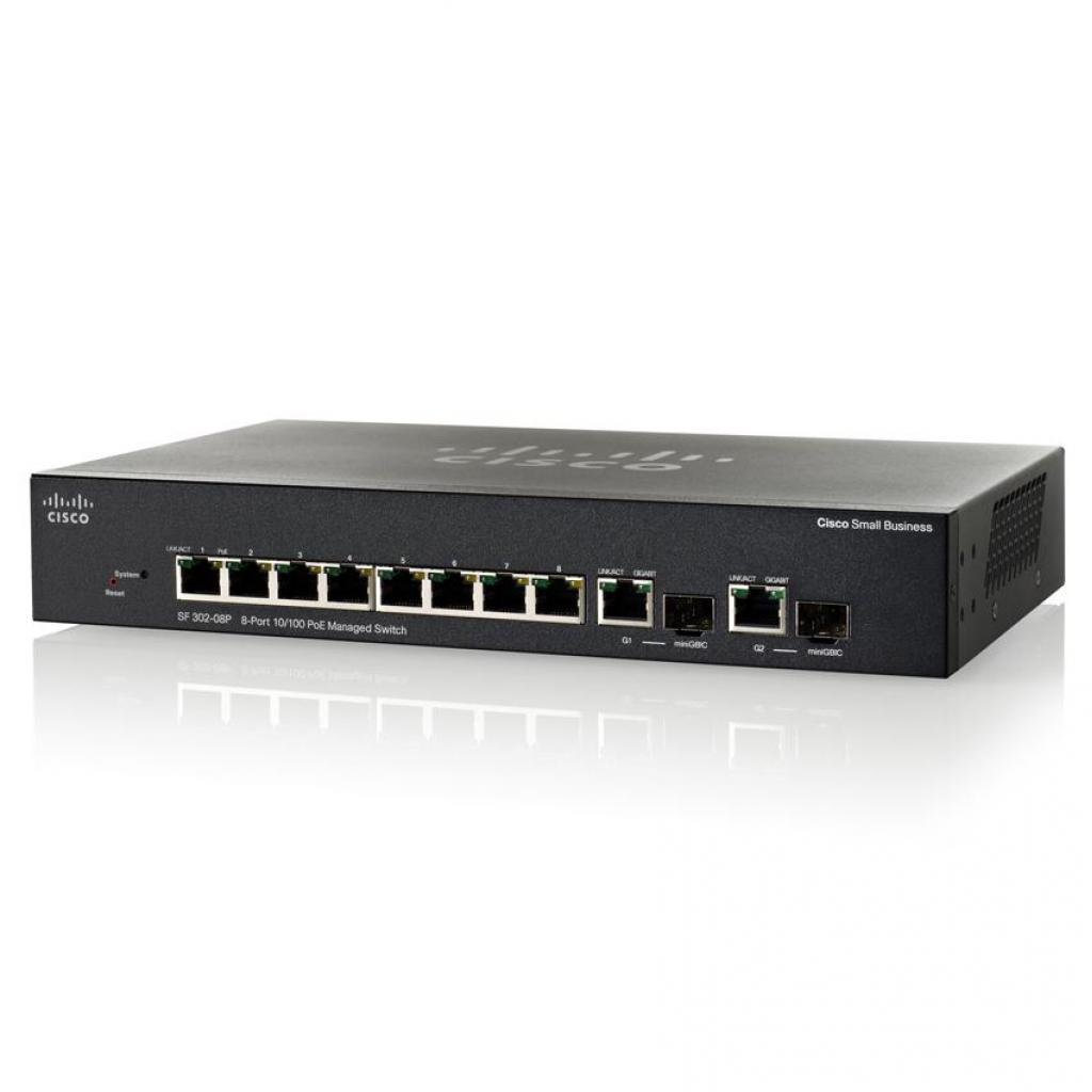 Комутатор мережевий Cisco SF302-08P (SRW208P-K9-EU)