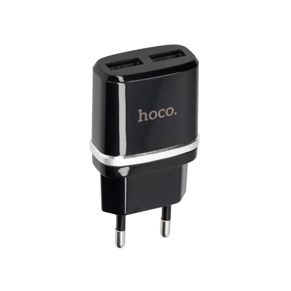 Зарядний пристрій Hoco C12 2*USB, 2.4A, Black + USB Cable iPhone 6 (65597)