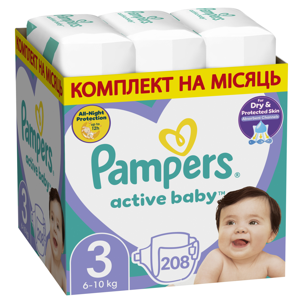 Підгузок Pampers Active Baby Midi Розмір 3 (6-10 кг) 208 шт (8001090910745)