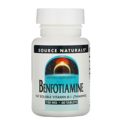 Вітамінно-мінеральний комплекс Source Naturals Бенфотіамін, 150 мг, Benfotiamine, 60 таблеток (SN1906)