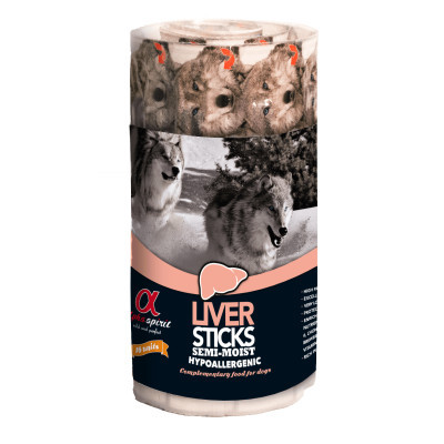 Ласощі для собак Alpha Spirit DOG Sticks Liver напіввологі з печінки, палички 160 г (8437013576598)