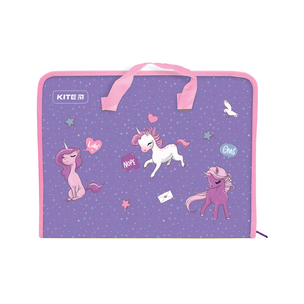 Папка - портфель Kite A4 на блискавці Unicorn, 1 відділення (K22-202-02)