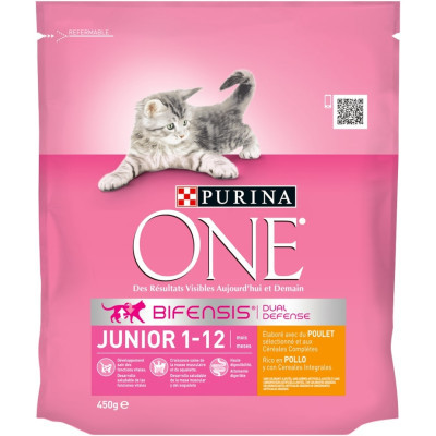 Сухий корм для кішок Purina One Junior з куркою і цільними злаками 450 г (5000161019656)