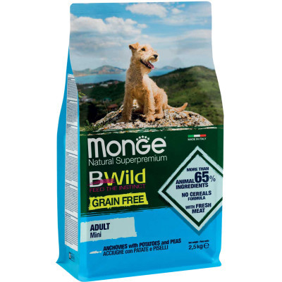 Сухий корм для собак Monge Dog Bwild Gr. Free Mini анчоус 2.5 кг (8009470004725)