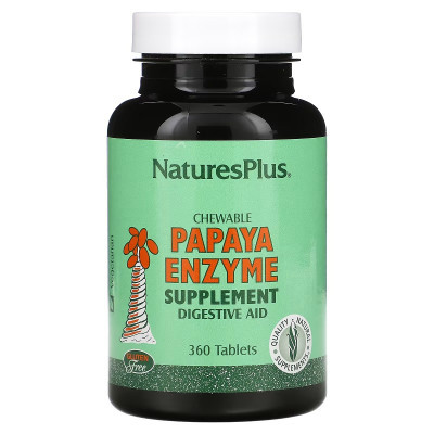 Трави Natures Plus Ферменти Папайї, Chewable Papaya Enzyme Supplement, 360 жува (NAP-04462)