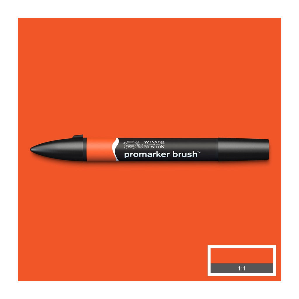 Маркер Winsor&Newton двосторонній Brushmarker, (O177) Яскраво-помаранчевий (884955042786)