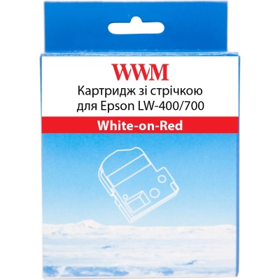 Стрічка для принтера етикеток WWM для Epson LW-400/700 18mm х 8m White-on-Red (WWM-SD18R)