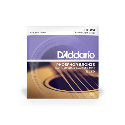 Струни для гітари D'Addario Phosphor Bronze Custom Light (11-52) (EJ26)