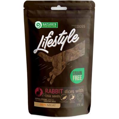 Ласощі для собак Nature's Protection Lifestyle Soft rabbit dices with chia seeds 75 г (SNK46144)