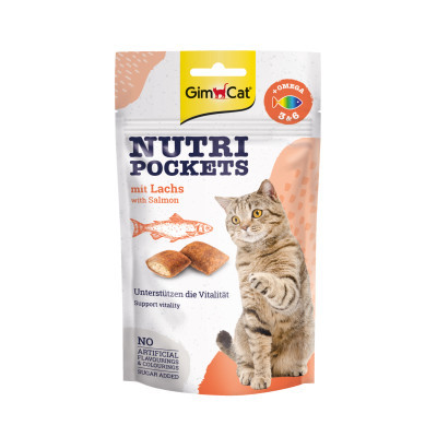 Ласощі для котів GimCat Nutri Pockets Лосось + Омега 3+6 60 г (4002064400730)