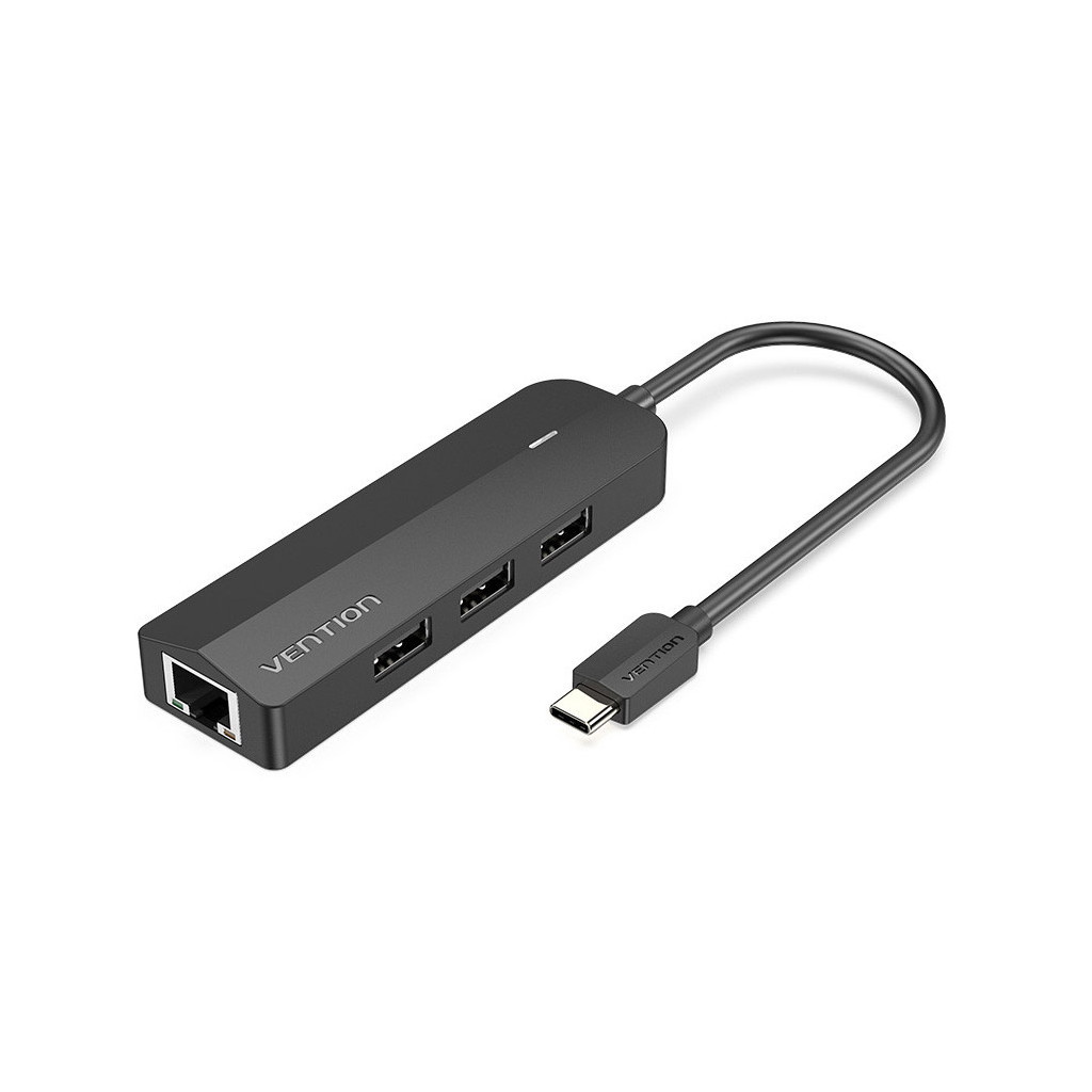 Концентратор Vention USB 3.1 Type-C to 3xUSB 2.0+MicroUSB+RJ45 100M Ethernet black (TGOBB)