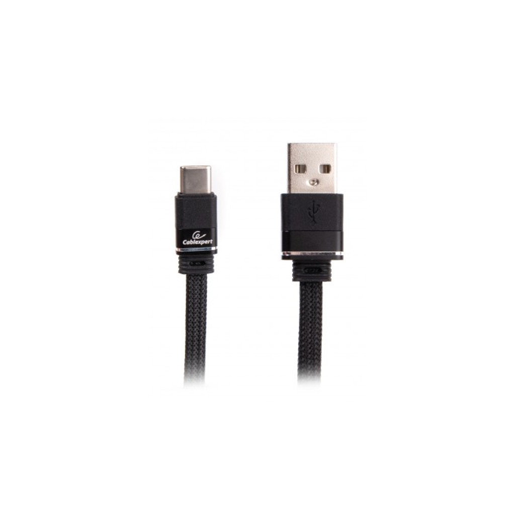 Дата кабель USB 2.0 AM to Type-C 1.0m flat Cablexpert (CCPB-C-USB-10BK)