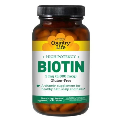 Вітамін Country Life Концентрований Біотин (В7), 5 мг, High Potency Biotin, 120 ж (CLF-06506)