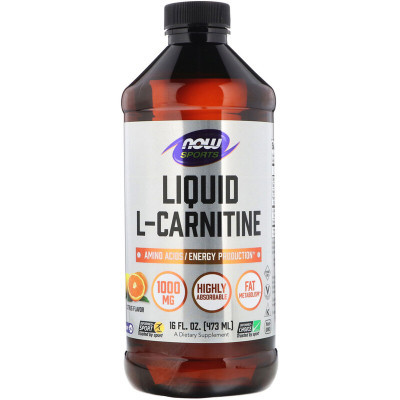 Амінокислота Now Foods L-Карнітін Рідкий з Цитрусовим Смаком, L-Carnitine, 1000 мг, (NOW-00065)