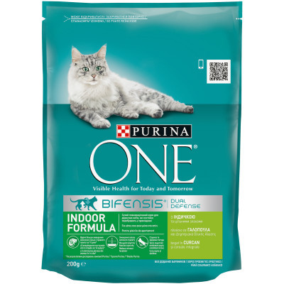 Сухий корм для кішок Purina One Indoor Formula Cat Turkey 200 г (7613034604996)